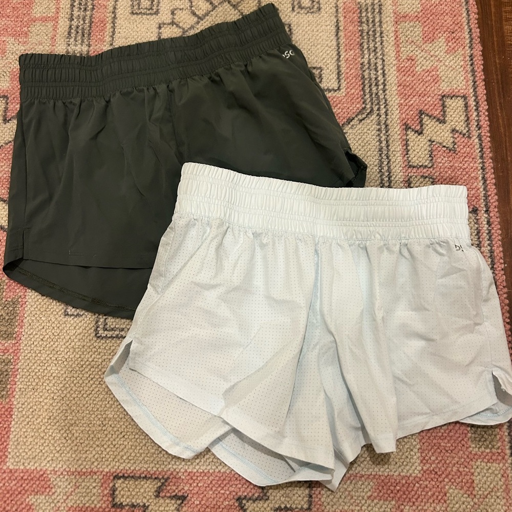Set of 2: DSG Atheltic Shorts in Light Blue and Olive Green